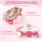 Baby Bathtub,Collapsible Baby Bath Tub with Thermometer & Soft Floating Cushion,Portable Travel Baby Bathtubs for Newborns to Toddlers 0-36 Months(Crab Gray)