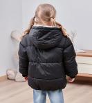 Baby Boys Girls Winter Coat 1-2T Infants Black Fleece Outerwear 1-2 Year Newborn Puffer Jackets for Babies 12-24 Months Thicken Plush Down Alternative with Removable Fur Hooded 1st New Year Coats