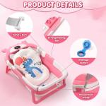 Baby Bathtub,Collapsible Baby Bath Tub with Thermometer & Soft Floating Cushion,Portable Travel Baby Bathtubs for Newborns to Toddlers 0-36 Months(Crab Gray)