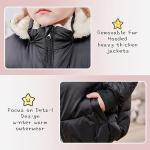 Baby Boys Girls Winter Coat 1-2T Infants Black Fleece Outerwear 1-2 Year Newborn Puffer Jackets for Babies 12-24 Months Thicken Plush Down Alternative with Removable Fur Hooded 1st New Year Coats