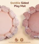 Mallify 5-in-1 Thick Plush Baby Play Gym Mat, Tummy Time Mat with 6 Sensory Toys, Baby Play Mat, Convertible Baby Gym for Stage-Based Development from Babies to Toddlers, Baby Essentials Gift, Pink