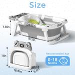 Baby Bathtub, Collapsible Newborn Bathtub for Infant to Toddler 0-24 Months with Soft Cushion and Thermometer,Portable Travel Newborn Tub with No-Slip Feet, Baby Shower Gifts,Grey