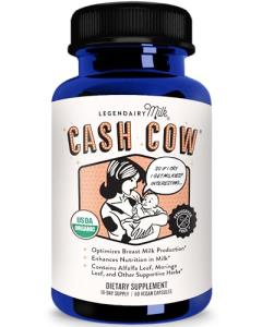 Legendairy Milk Cash Cow Lactation Supplement, Moringa, Alfalfa, and Goat's Rue Breastfeeding Supplement for Milk Supply Increase, Fenugreek-Free, Certified Organic, Vegan, Non-GMO, 60 Capsules