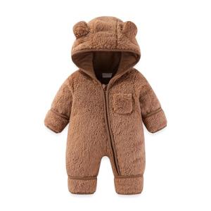AiWMGL Newborn Baby Bear Outfit Suit With Fold-Over Mittens and Footies Girls Boys 0-3 Months Winter Fleece Clothes Suit Hooded Jumpsuit Romper Snowsuit