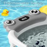 Baby Bathtub, Collapsible Newborn Bathtub for Infant to Toddler 0-24 Months with Soft Cushion and Thermometer,Portable Travel Newborn Tub with No-Slip Feet, Baby Shower Gifts,Grey