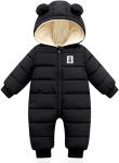 XMWEALTHY Baby Snowsuit Infant Toddler Newborn Cute Winter Coat Jacket Warm Long Sleeve Baby Bunting 0-6 Months Unisex Black
