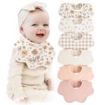 Konssy Muslin Baby Bibs 100% Cotton Absorbent Bandana Drool Bibs for Teething and Drooling, 6-Pack for Baby Boys & Girls
