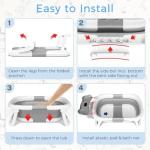 Baby Bathtub, Collapsible Newborn Bathtub for Infant to Toddler 0-24 Months with Soft Cushion and Thermometer,Portable Travel Newborn Tub with No-Slip Feet, Baby Shower Gifts,Grey