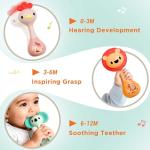 iPlay, iLearn Baby Shaker Rattle Toy, Babies Teething Sensory Toys 3-6-12 Month, Infant Development Tummy Time Animal Rattles Set, Newborn First Birthday Gift 4 5 7 8 9 10 Month Old Toddlers Boy Girl