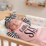 AMAWMW Newborn Baby Girl Little Sister Sleeper Gown Stripe Long Sleeve Nightgown Pajamas Gifts Stuff Essential Outfit