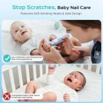 COSLUS Rechargeable Baby Nail File: Cordless Baby Nail Trimmer Electric, Baby Nail Clipper with 5 Speeds & 6 Grinding Heads for Baby Kid, CPC Certified & Quiet Design - Safe for Sleep Trim, C52 Blue