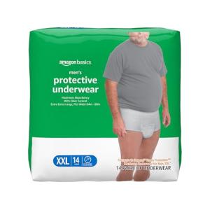 Amazon Basics Incontinence Underwear for Men, Maximum Absorbency, 2X-Large, 14 Count (1 Pack)