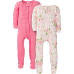 Gerber Baby Girls 2-pack Footed Pajamas And Toddler Sleepers, Pink Rose, 12 Months US