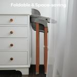 Fodoss Baby High Chair, 4-in-1 Foldable Design, Sturdy Metal Square Tube with Wood Grain, Removable Dishwasher Safe Tray, 5-Point Harness, Waterproof Cushion