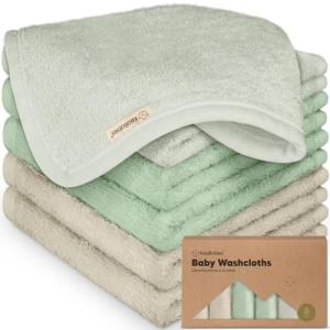 6-Pack Baby Washcloths - Soft Absorbent Viscose from Bamboo Wash Cloths for Babies, Kids, Toddlers, Infant, Newborn Bath Towels, Gentle on Sensitive Skin, 10x10 Reusable Face Towels (Hills)