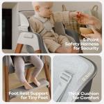 Fodoss Baby High Chair, 4-in-1 Foldable Design, Sturdy Metal Square Tube with Wood Grain, Removable Dishwasher Safe Tray, 5-Point Harness, Waterproof Cushion