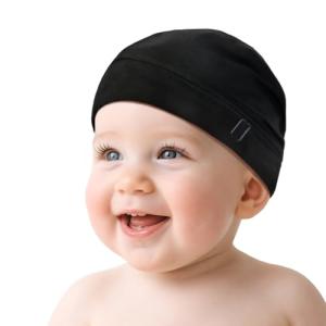 Baby Silky Satin Bonnet for 0-6 Months -Adjustable Infant Hair Care Sleep Cap - Black