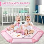 Baby Gym Play Mat, 8-in-1 Tummy Time Mat & Ball Pit with 6 Toys, Washable Baby Activity Mat for Visual, Hearing, Sensory, Motor Development, Babies Gift for Newborn Infant 0-3-6-9-12 Months (Pink)