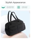 BAGSMART Gym Bag for Women, Lightweight Puffer Duffle Bag 2-PC Travel Bag, 31L Weekender Overnight Bag Quilted Carry On Tote Bag, Diaper Hospital Dance bag for Travel, Gym, Water Resistant, Black