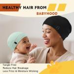 Baby Silky Satin Bonnet for 0-6 Months -Adjustable Infant Hair Care Sleep Cap - Black