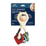 Itzy Ritzy Spinner Rattle Toy – Cow Design Sensory Teething Rattle Includes Spinning Face, Clicks, Rattles & Textured Teethers; Designed for Ages 3 Months and Up (Cow)