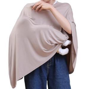 Seejoy Multi-use Nursing Cover for Breastfeeding, 360°Full Coverage Nursing Poncho, Rayon Soft & Breathable Breastfeeding Cover up (Smooth Rayon, Warm Taupe)