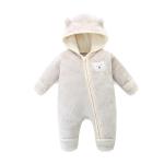 Newborn Baby Cartoon Bear Onesie Winter Coat Fleece Hooded Romper Jumpsuit Infant Outwear Jacket for 6-9 Months