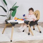 6 in 1 High Chair for Babies & Toddlers, Convertible Wooden Baby Highchair, Table and Chair Set, Baby Feeding Chair, 5-Point Adjustable Harness/4-Position Removable Tray& PU Seat Cushion (Black)