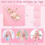 Sublaga 4 PCS Hooded Baby Towels, Absorbent Baby Bath Towel, Soft Baby Towels and 3 PCS Baby Washcloths for Newborns, Toddlers, and Kids, 32x32 in Baby Towel with Hood for Boy and Girl (Pink Kittens)