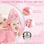 Sublaga 4 PCS Hooded Baby Towels, Absorbent Baby Bath Towel, Soft Baby Towels and 3 PCS Baby Washcloths for Newborns, Toddlers, and Kids, 32x32 in Baby Towel with Hood for Boy and Girl (Pink Kittens)