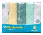 Spasilk Baby 10 Pack Soft Terry Bath Washcloth Wipes