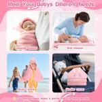 Sublaga 4 PCS Hooded Baby Towels, Absorbent Baby Bath Towel, Soft Baby Towels and 3 PCS Baby Washcloths for Newborns, Toddlers, and Kids, 32x32 in Baby Towel with Hood for Boy and Girl (Pink Kittens)