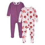 Gerber Baby Girls 2-Pack Footed Pajamas, Fruit Lovers Purple, 12 Months