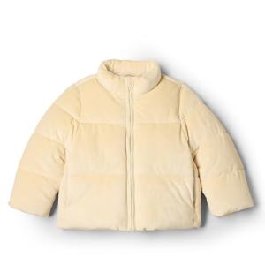 Amazon Essentials x Sofia Grainge Baby Girls' Velour Puffer Jacket, Light Beige, 24 Months