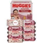 Huggies Nourish Scented Baby Wipes, 10 Push Button Packs (560 Wipes Total)