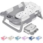 TPN Collapsible Baby Bathtub, Baby Bath Tub with Soft Cushion & Real-Time Thermometer, Baby Bathtub Infant to Toddler Tub (0-36 Months), Portable Newborn Travel Bath Tub