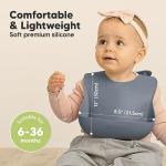 KeaBabies 2-Pack Silicone Baby Bibs for Eating - Sturdy Food-Grade Silicone Bibs for Babies Girl, Boy, Large Food Catcher, Clean & Put On Easily, Waterproof Toddler Feeding Essentials (Slate)