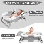 TPN Collapsible Baby Bathtub, Baby Bath Tub with Soft Cushion & Real-Time Thermometer, Baby Bathtub Infant to Toddler Tub (0-36 Months), Portable Newborn Travel Bath Tub