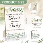 wookidel Baby Shower Games Sign Kit with 50 Blank Wooden Baby Blocks, 24 Acrylic Paint Marker and Wooden Sign, Blocks for Baby Shower, Gender Reveals Party(Green)