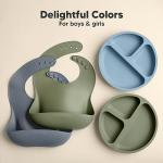 KeaBabies 2-Pack Silicone Baby Bibs for Eating - Sturdy Food-Grade Silicone Bibs for Babies Girl, Boy, Large Food Catcher, Clean & Put On Easily, Waterproof Toddler Feeding Essentials (Slate)