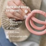 Frida Baby Get-A-Grip Silicone Teether for Teething Pain Relief, BPA-Free Food-Grade Teething Toys for Infant Baby Newborn 0-6, 12, 18 Months, Easy-Grip Teether Ring, PVC-Free, Pink