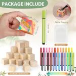 wookidel Baby Shower Games Sign Kit with 50 Blank Wooden Baby Blocks, 24 Acrylic Paint Marker and Wooden Sign, Blocks for Baby Shower, Gender Reveals Party(Green)