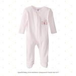 Spasilk Baby Girls' Cotton Sleepwear Footie Set with Hat, Pack of 2, Pink Flower