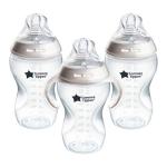 Tommee Tippee Natural Start Baby Bottle, 11oz, Thicker Feed, Breast-Like Nipple for Babies 6 Months+, Clear, 3 Count