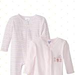 Spasilk Baby Girls' Cotton Sleepwear Footie Set with Hat, Pack of 2, Pink Flower