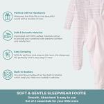 Spasilk Baby Girls' Cotton Sleepwear Footie Set with Hat, Pack of 2, Pink Flower
