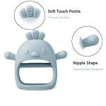 PandaEar 2 Pack Silicone Teething Toys | Baby Teether Mitten & Hand Pacifier for Soothing Teething Pain Relief (White/Blue)