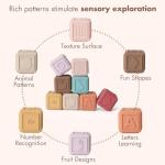 YIVEKO Baby Blocks Stacking for Babies Silicone Soft Building Blocks Teethers Montessori Toys for Babies Education Toys for Toddler Baby 8 PCS-Vintage