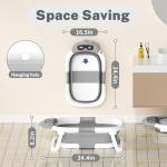 AVIDOR Baby Bathtub,Collapsible Bathtub for Newborn to Toddler,Durable Essential Infant Bath Tub,Portable Travel Baby Tub with Soft Bath Net,No-Slip Feet and Dinosaur Shaped (Grey)