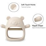 PandaEar 2 Pack Silicone Teething Toys | Baby Teether Mitten & Hand Pacifier for Soothing Teething Pain Relief (White/Blue)